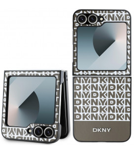 Rudas dėklas Samsung Galaxy Z Flip 6 / 7 FE telefonui "DKNY PU Leather Repeat Pattern Bottom Stripe Case"