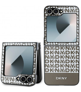 Rudas dėklas Samsung Galaxy Z Flip 6 telefonui "DKNY PU Leather Repeat Pattern Bottom Stripe Case"