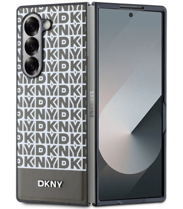 Rudas dėklas Samsung Galaxy Z Fold 6 telefonui "DKNY PU Leather Repeat Pattern Bottom Stripe MagSafe Case"