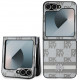 Smėlio spalvos dėklas Samsung Galaxy Z Flip 6 / 7 FE telefonui "DKNY PU Leather Checkered Pattern and Stripe Case"