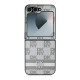 Smėlio spalvos dėklas Samsung Galaxy Z Flip 6 / 7 FE telefonui "DKNY PU Leather Checkered Pattern and Stripe Case"