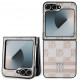 Rožinis dėklas Samsung Galaxy Z Flip 6 / 7 FE telefonui "DKNY PU Leather Checkered Pattern and Stripe Case"
