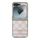 Rožinis dėklas Samsung Galaxy Z Flip 6 / 7 FE telefonui "DKNY PU Leather Checkered Pattern and Stripe Case"