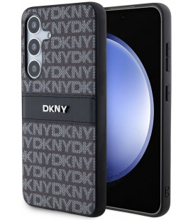 Juodas dėklas Samsung Galaxy S24 telefonui "DKNY PC/TPU Repeat Pattern Tonal Stripe Case"