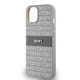 Pilkas dėklas Apple iPhone 14 telefonui "DKNY PU Leather Repeat Pattern Tonal Stripe Case"