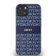 Mėlynas dėklas Apple iPhone 14 telefonui "DKNY PU Leather Repeat Pattern Tonal Stripe Case"