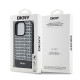 Juodas dėklas Apple iPhone 15 Pro telefonui "DKNY PU Leather Repeat Pattern Bottom Stripe MagSafe Case"