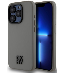 Pilkas dėklas Apple iPhone 15 Pro telefonui "DKNY PU Leather Stack Logo Magsafe Case"