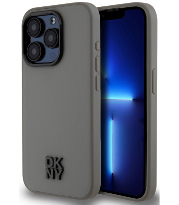 Pilkas dėklas Apple iPhone 15 Pro telefonui "DKNY PU Leather Stack Logo Magsafe Case"