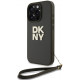 Tamsiai žalias dėklas Apple iPhone 16 Pro telefonui "DKNY PU Leather Stack Logo Wrist Strap Case"