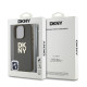 Tamsiai žalias dėklas Apple iPhone 16 Pro telefonui "DKNY PU Leather Stack Logo Wrist Strap Case"