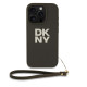 Tamsiai žalias dėklas Apple iPhone 16 Pro telefonui "DKNY PU Leather Stack Logo Wrist Strap Case"