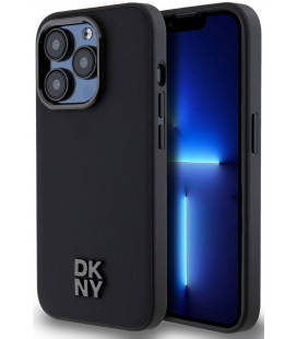 Juodas dėklas Apple iPhone 15 Pro telefonui "DKNY PU Leather Stack Logo Magsafe Case"