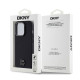 Juodas dėklas Apple iPhone 15 Pro telefonui "DKNY PU Leather Stack Logo Magsafe Case"