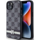 Juodas dėklas Apple iPhone 14 telefonui "DKNY PU Leather Checkered Pattern and Stripe Case"