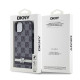 Juodas dėklas Apple iPhone 14 telefonui "DKNY PU Leather Checkered Pattern and Stripe Case"