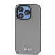 Pilkas dėklas Apple iPhone 15 Pro telefonui "DKNY PU Leather Silver Metal Logo Magsafe Case"