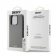 Pilkas dėklas Apple iPhone 15 Pro telefonui "DKNY PU Leather Silver Metal Logo Magsafe Case"