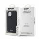 Juodas dėklas Apple iPhone 15 telefonui "DKNY PU Leather Silver Metal Logo Magsafe Case"