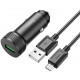 Juodas 1xUSB-A QC3.0 18W automobilinis pakrovėjas + USB-A - MicroUSB laidas "Hoco Z49A"