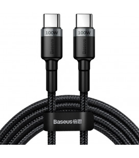 Juodas / pilkas USB-C - USB-C PD100W 200cm laidas "Baseus Cafule"