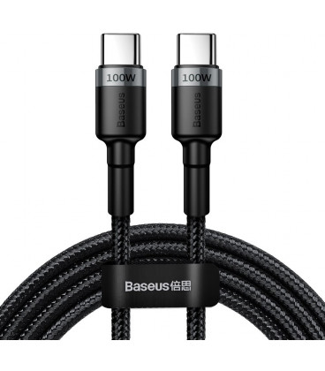 Juodas / pilkas USB-C - USB-C PD100W 200cm laidas "Baseus Cafule"