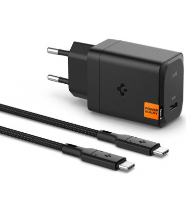 Juodas 65W 1xUSB-C pakrovėjas + USB-C - USB-C laidas "Spigen Arcstation Pro GAN-651"