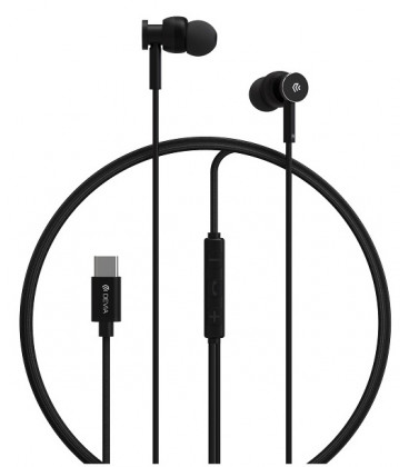 Juodos USB-C ausinės "Devia earphones Smart M1 Digital Metal"