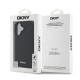 Juodas dėklas Apple iPhone 16 telefonui "DKNY PU Leather Silver Metal Logo Magsafe Case"