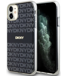 Juodas dėklas Apple iPhone 11 telefonui "DKNY PC/TPU Repeat Pattern Tonal Stripe Magsafe Case"