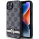 Juodas dėklas Apple iPhone 13 telefonui "DKNY PU Leather Checkered Pattern and Stripe Case"