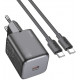 Juodas PD20W 1xUSB-C pakrovėjas + USB-C - USB-C 100cm laidas "Hoco N40"