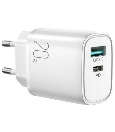 Baltas PD+QC3.0 20W 1xUSB-C + 1xUSB-A pakrovėjas "Joyroom L-QP2011"