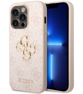 Rožinis dėklas Apple iPhone 15 Pro Max telefonui "Guess PU 4G Metal Logo Case"