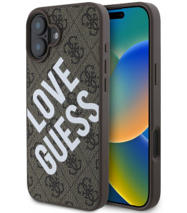 Rudas dėklas Apple iPhone 16 telefonui "Guess PU Leather 4G Big Love Logo MagSafe Case"