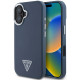 Mėlynas dėklas Apple iPhone 16 telefonui "Guess PU Grained Triangle Logo Case"