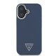 Mėlynas dėklas Apple iPhone 16 telefonui "Guess PU Grained Triangle Logo Case"