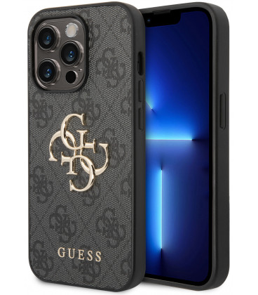 Pilkas dėklas Apple iPhone 15 Pro Max telefonui "Guess PU 4G Metal Logo Case"