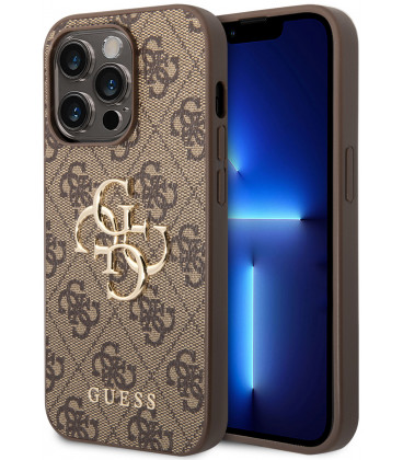 Rudas dėklas Apple iPhone 15 Pro telefonui "Guess PU 4G Metal Logo Case"