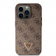 Rudas dėklas Apple iPhone 15 Pro telefonui "Guess PU 4G Strass Triangle Metal Logo Case"