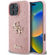 Rožinis dėklas Apple iPhone 16 Pro telefonui "Guess PU Fixed Glitter 4G Metal Logo Case"