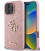 Rožinis dėklas Apple iPhone 16 Pro telefonui "Guess PU Fixed Glitter 4G Metal Logo Case"