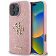 Rožinis dėklas Apple iPhone 16 Pro Max telefonui "Guess PU Fixed Glitter 4G Metal Logo Case"