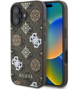 Rudas dėklas Apple iPhone 16 telefonui "Guess PU 4G Peony MagSafe Case"