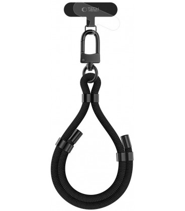 Juodas dirželis telefonui "Tech-Protect C4S Rope Wrist Strap"