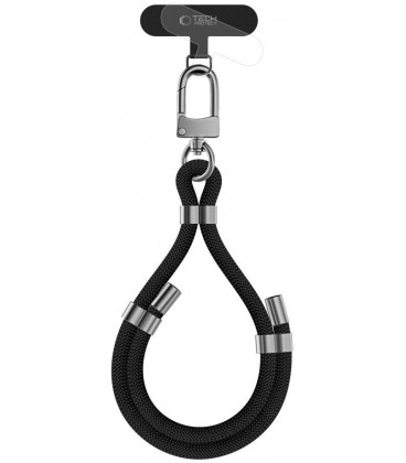 Juodas / pilkas dirželis telefonui "Tech-Protect C4S Rope Wrist Strap"