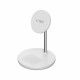 Baltas belaidis 15W pakrovėjas - stovas "Tech-Protect Qi15W-A39 2in1 Magnetic Magsafe Wireless Charger"