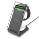 Juodas belaidis 15W pakrovėjas - stovas Android telefonams "Tech-Protect Qi15W-A36 3in1 Wireless Charger"