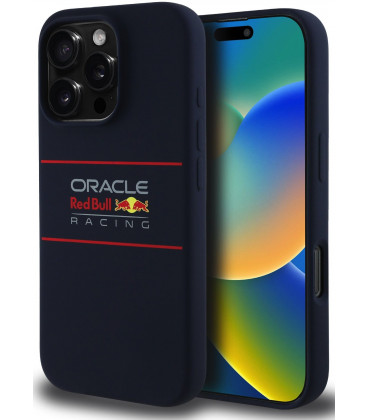 Mėlynas dėklas Apple iPhone 16 Pro telefonui "Red Bull Silicone Horizontal Logo MagSafe"