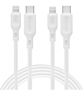 Baltas laidas USB-C - Lightning 100cm "Spigen Durasync MFI 2-Pack"